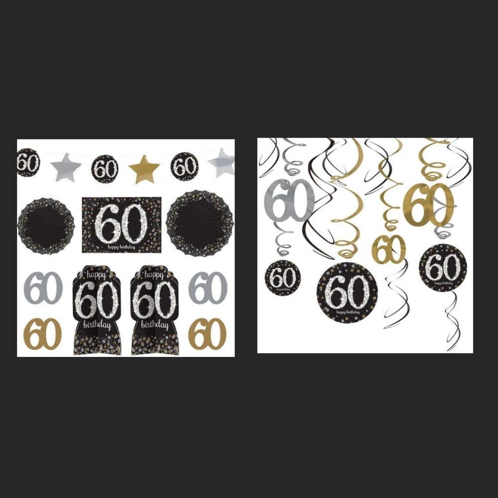 USED Sparkling Celebration 60th Birthday Room Decorating Kit